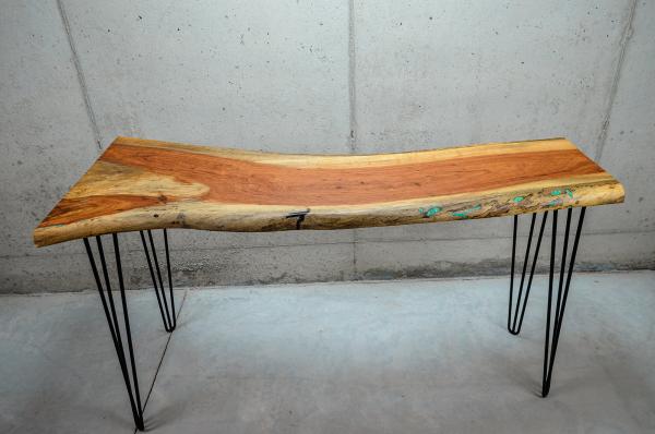 Live-Edge Pecan Table w/ Chrysocolla Inlay (#T-1947) picture