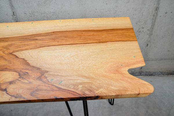 Live-Edge Pecan Table/Desk w/ Chrysocolla Inlay & Walnut Bowtie (#T-1945) picture