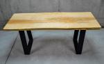 Live-Edge Birds Eye Maple Bench w/ Chrysocolla Inlay (#B-1958)