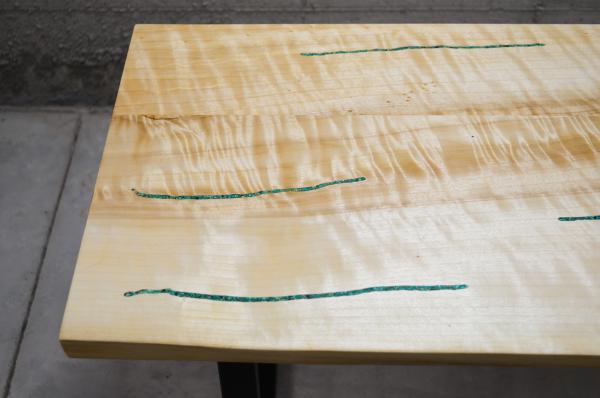 Live-Edge Cottonwood Bench w/ Chrysocolla Inlay (#B-2020-6) picture