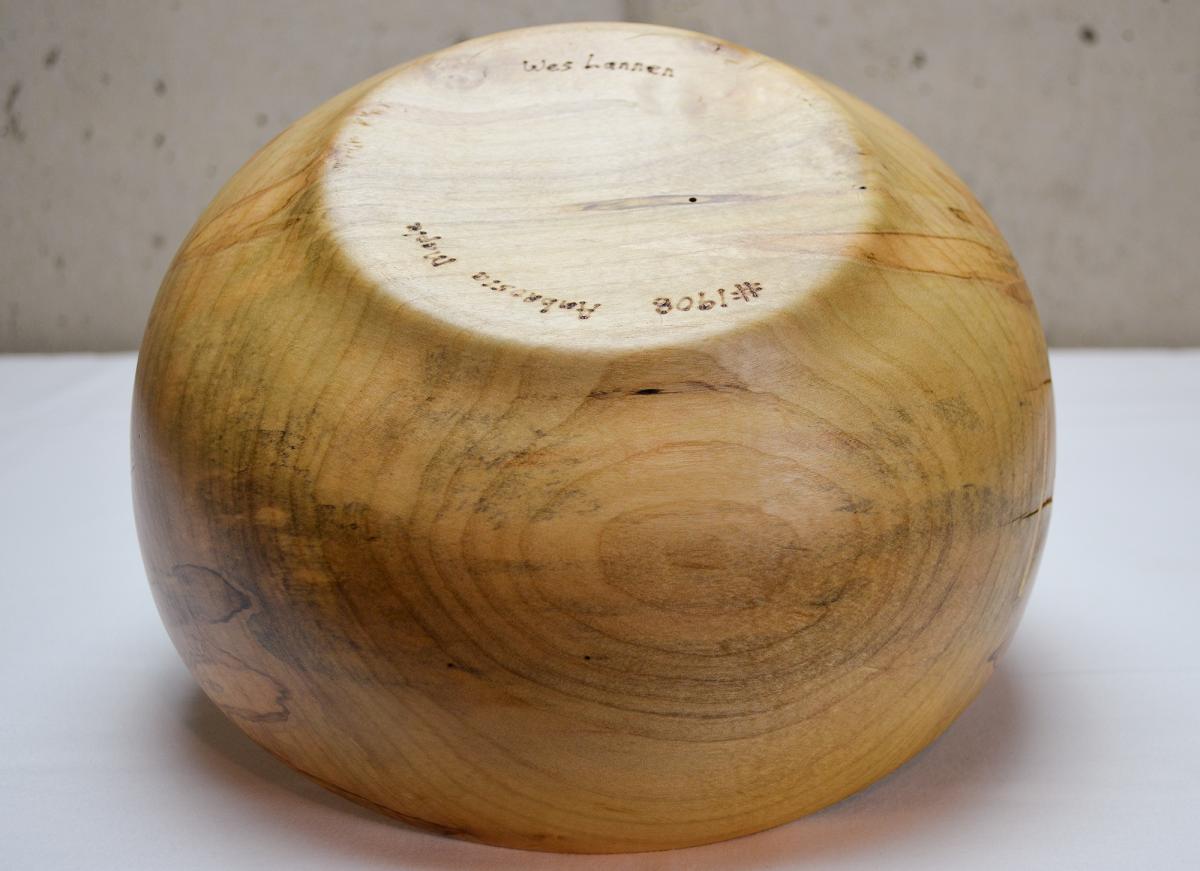 Ambrosia Maple Bowl w/ Yellow Heart “Stitches” (#B-1908) picture