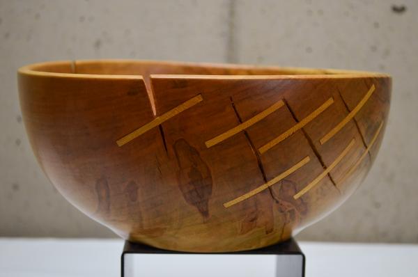 Ambrosia Maple Bowl w/ Yellow Heart “Stitches” (#B-1908) picture