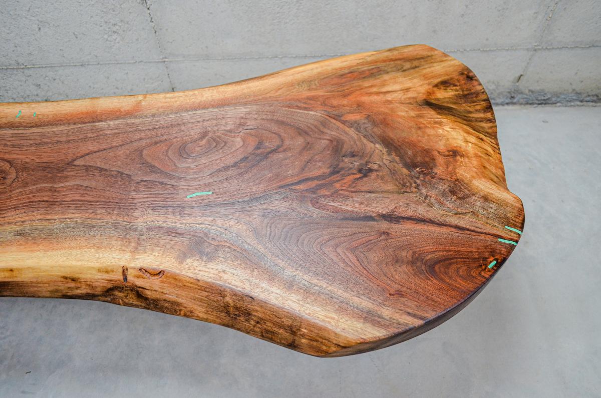 Live-Edge Walnut Waterfall Coffee Table w/ Chrysocolla Inlay (#T-2020-9) picture