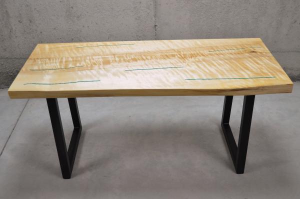 Live-Edge Cottonwood Bench w/ Chrysocolla Inlay (#B-2020-6)