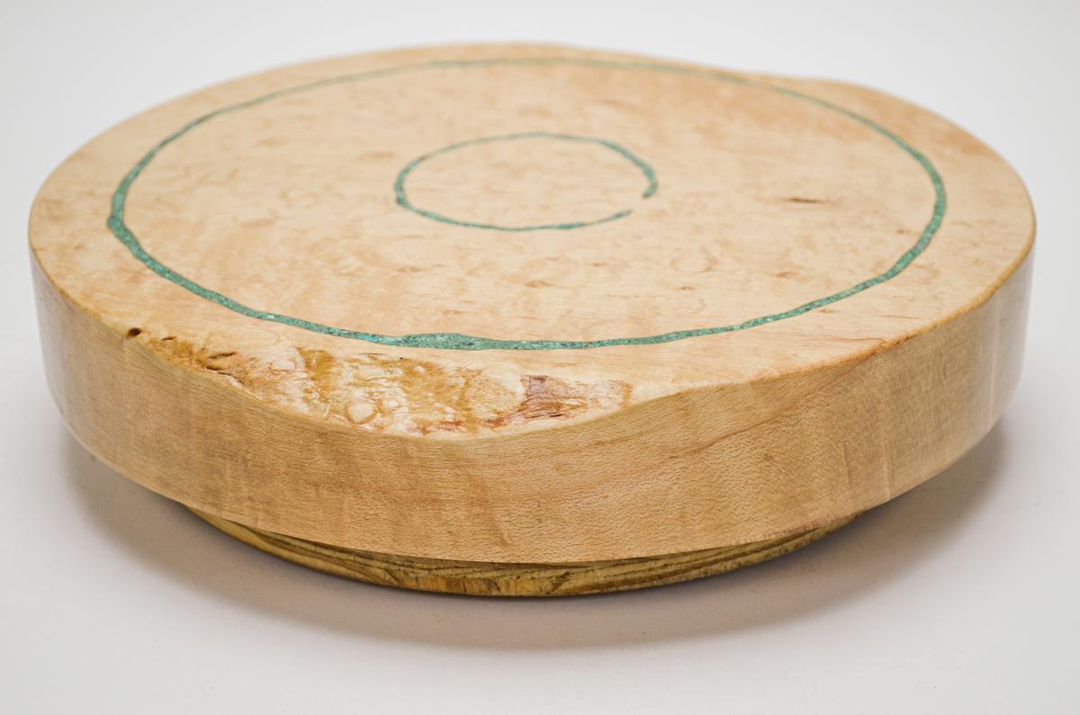 11” Dia Birdseye Maple Lazy Susan w/ Chrysocolla Inlay (#LS-2019-101) picture