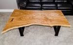 Live-Edge Elm Coffee Table w/ Chrysocolla Inlay & Walnut Bowties (#T-2020-8)