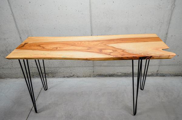 Live-Edge Pecan Table/Desk w/ Chrysocolla Inlay & Walnut Bowtie (#T-1945) picture