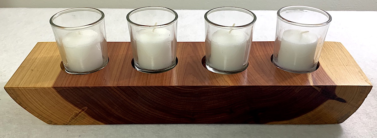 Live-Edge Cedar Votive Holder picture