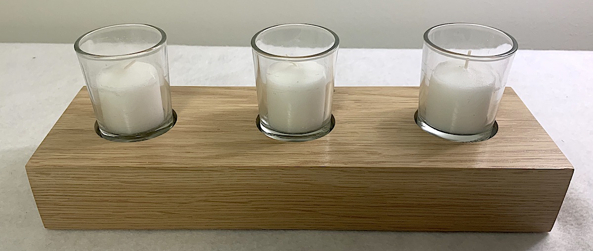 Oak Votive Holder with Sea Green Epoxy picture