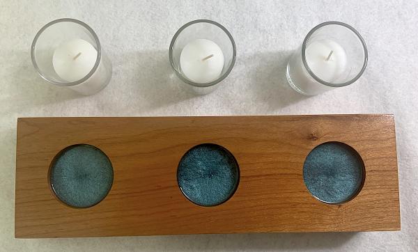 Cherry Votive Holder with Aqua Epoxy picture