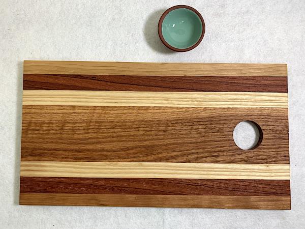 Cherry/Eberia/Ash/White Oak Cutting Board w/ Bowl picture