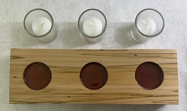 Maple Ambrosia Votive Holder with Iridescent Burgundy Epoxy picture