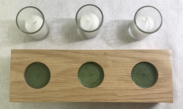 Oak Votive Holder with Sea Green Epoxy picture