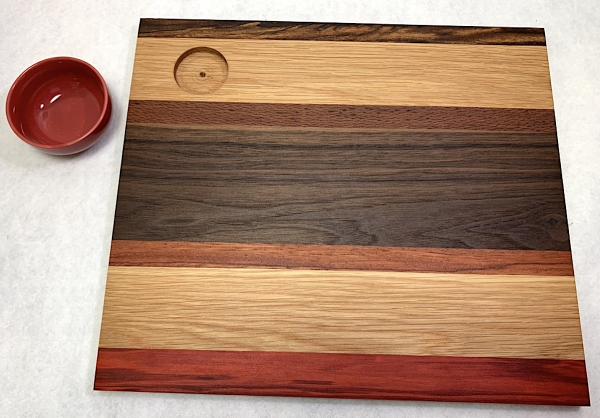 Multi-wood Cutting Board with Bowl picture