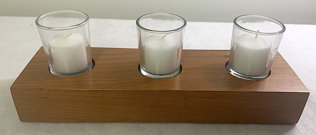 Cherry Votive Holder with Aqua Epoxy picture