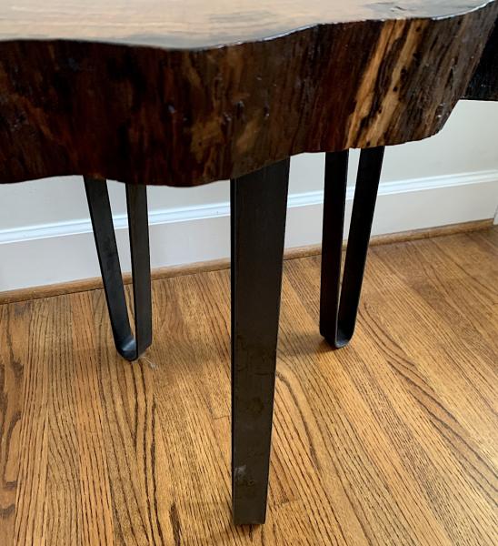 Oak Tree Trunk Slice with Burgundy Epoxy End Table picture