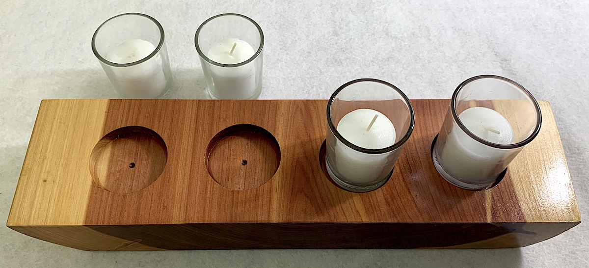 Live-Edge Cedar Votive Holder picture