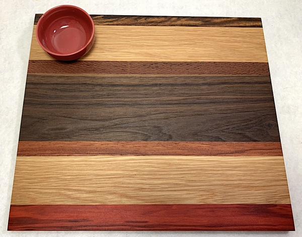 Multi-wood Cutting Board with Bowl