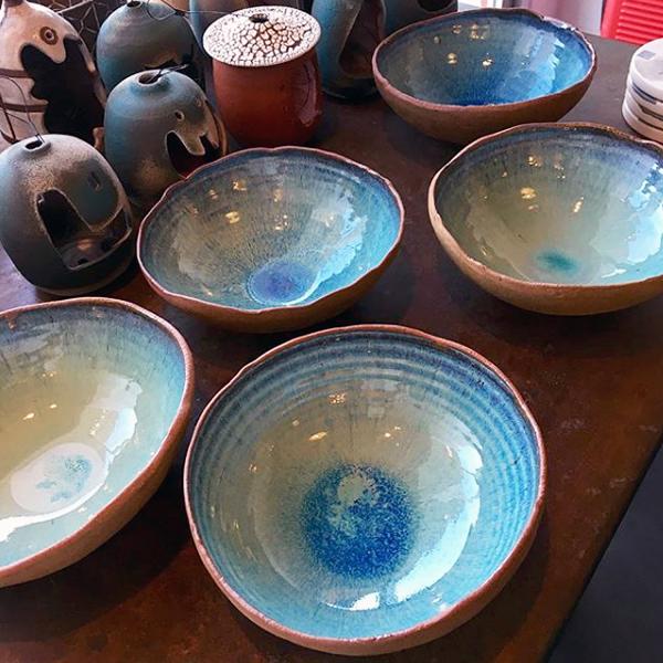 Stoneware Shell Bowls in Serena Blue Glaze picture