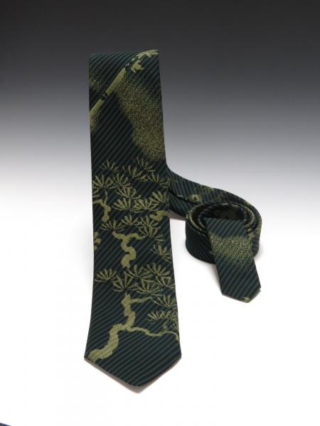 Men's Japanese Silk Kimono Tie - Dark Green picture