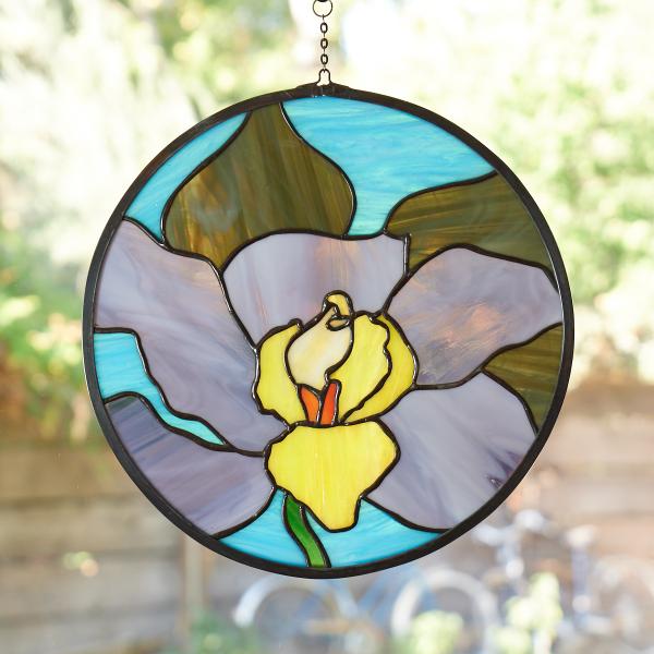 Orchid Stained Glass Window Panel