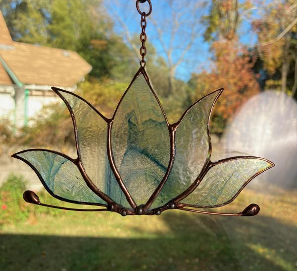 Stained Glass Lotus Suncatcher Blue/Clear picture