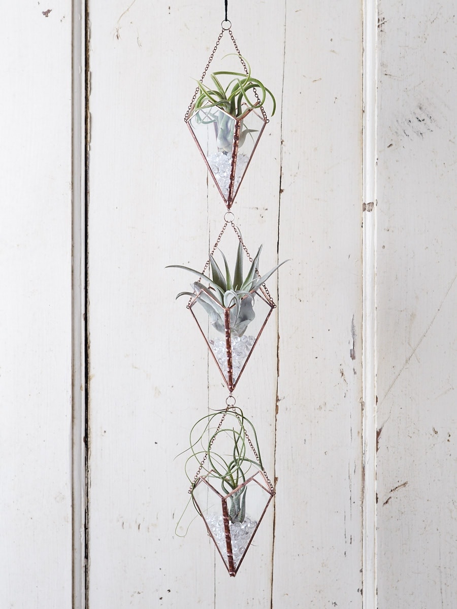 Hanging Triple Stained Glass Air Plant Holder picture