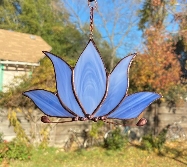 Stained Glass Lotus Suncatcher Powder Blue picture