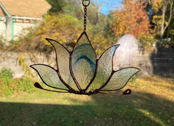 Stained Glass Lotus Suncatcher Blue/Clear picture