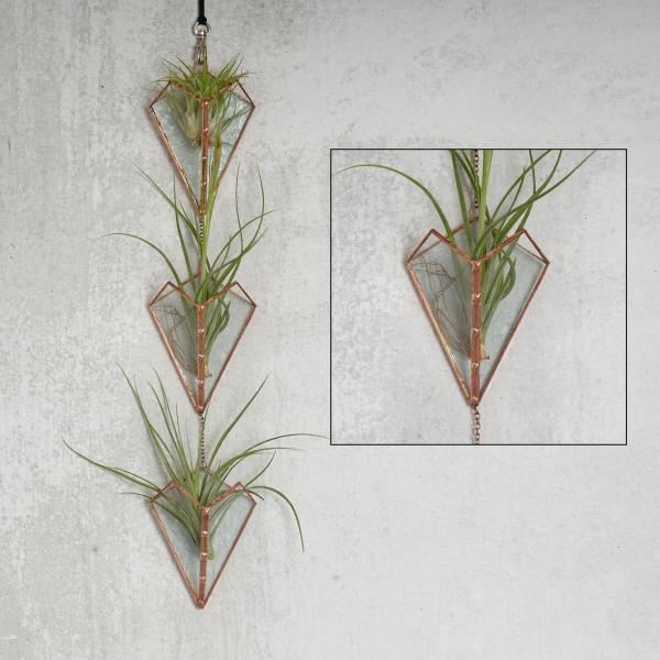 Wall Hanging Triple Stained Glass Air Plant Holder picture