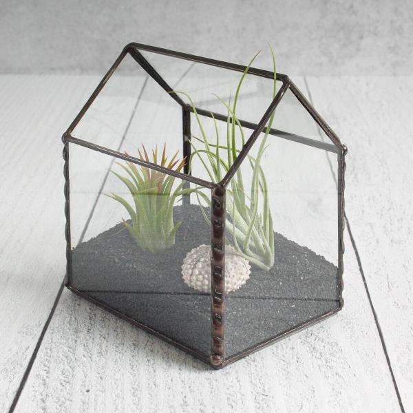 Tiny House Stained Glass Air Plant Holder picture