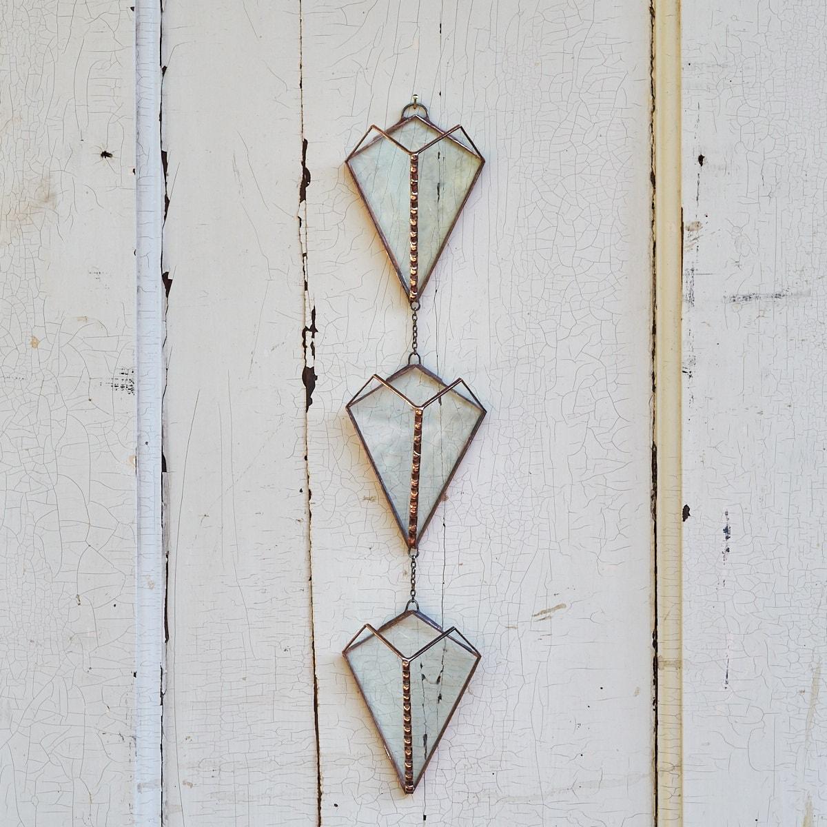 Wall Hanging Triple Stained Glass Air Plant Holder picture