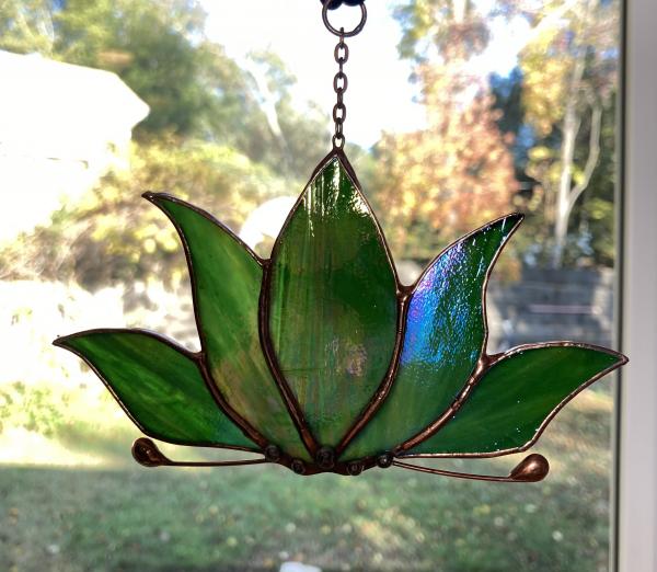 Stained Glass Lotus Suncatcher Green picture