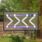 Frank Lloyd Wright Inspired Stained Glass Window Panel - Purple