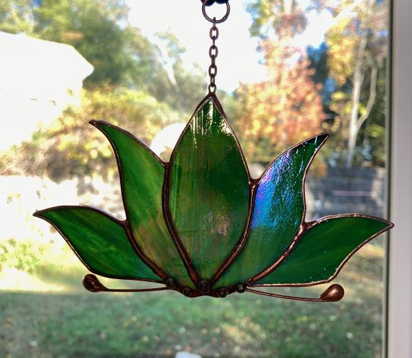 Stained Glass Lotus Suncatcher Green picture