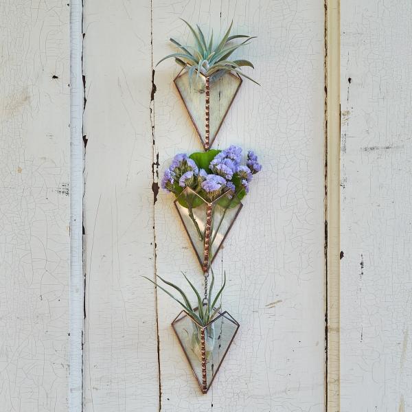 Wall Hanging Triple Stained Glass Air Plant Holder picture