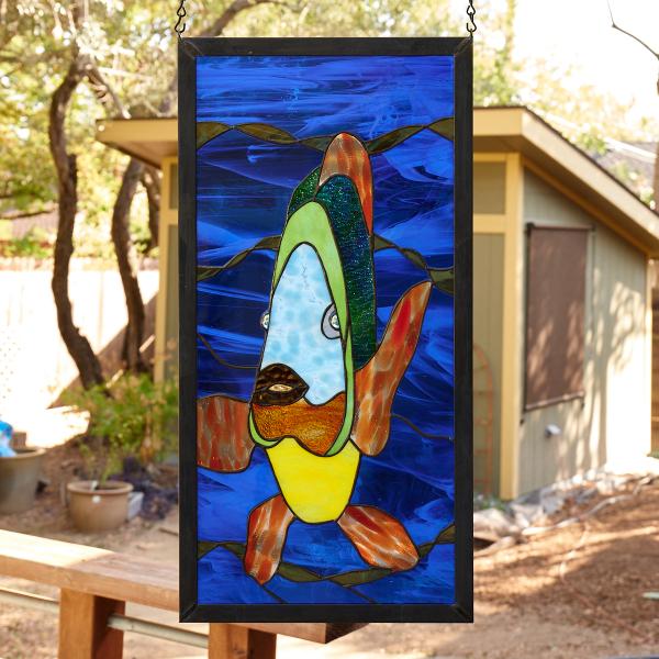 Deep-Sea Fish Stained Glass Window Panel picture