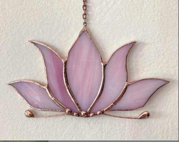Stained Glass Lotus Suncatcher Pink picture