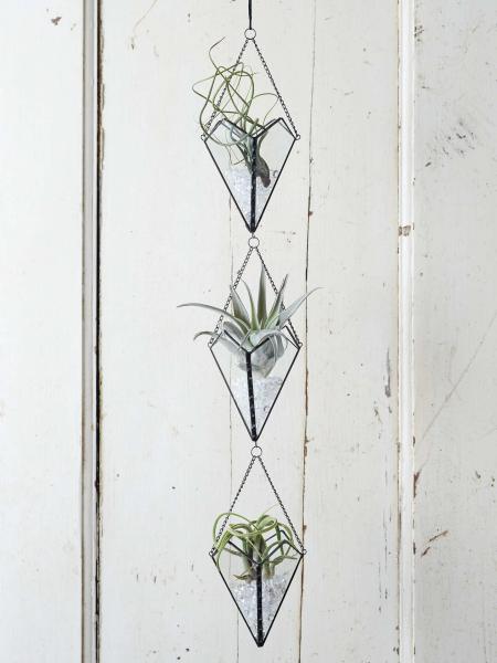 Hanging Triple Stained Glass Air Plant Holder picture
