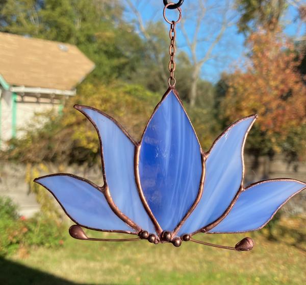 Stained Glass Lotus Suncatcher Powder Blue picture