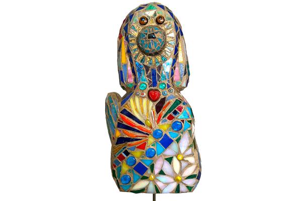 Mosaic Dog Garden Stake