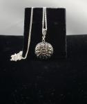 Vintage Silver Lustered Glass Button Pendant