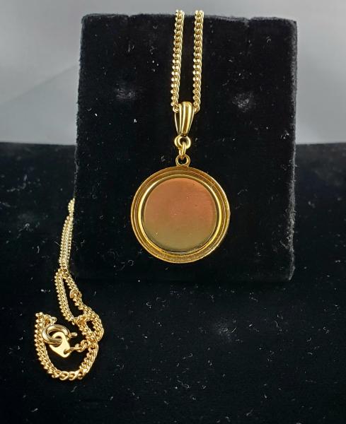 Vintage Gold Lustered Glass Button Pendant picture