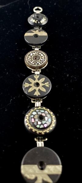 Victorian Silver & Shell Inlay Button Bracelet picture