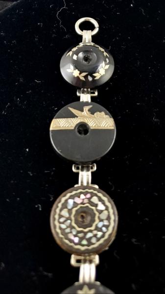 Victorian Silver & Shell Inlay Button Bracelet picture