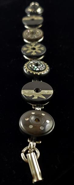 Victorian Silver & Shell Inlay Button Bracelet picture