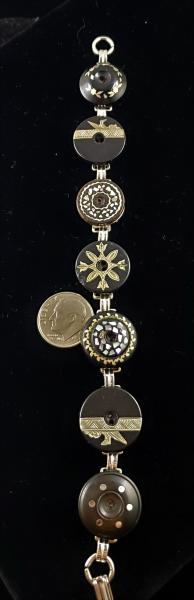 Victorian Silver & Shell Inlay Button Bracelet picture