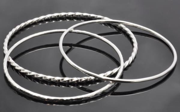 Sterling silver blacksmith twist bangles picture