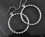 Sterling silver blacksmith twist medium size hoop earrings