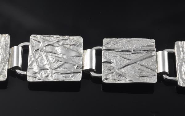 Argentium sterling silver frost pattern repousse link bracelet picture